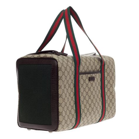 gucci monogram dog carrier|Gucci pet carrier for sale.